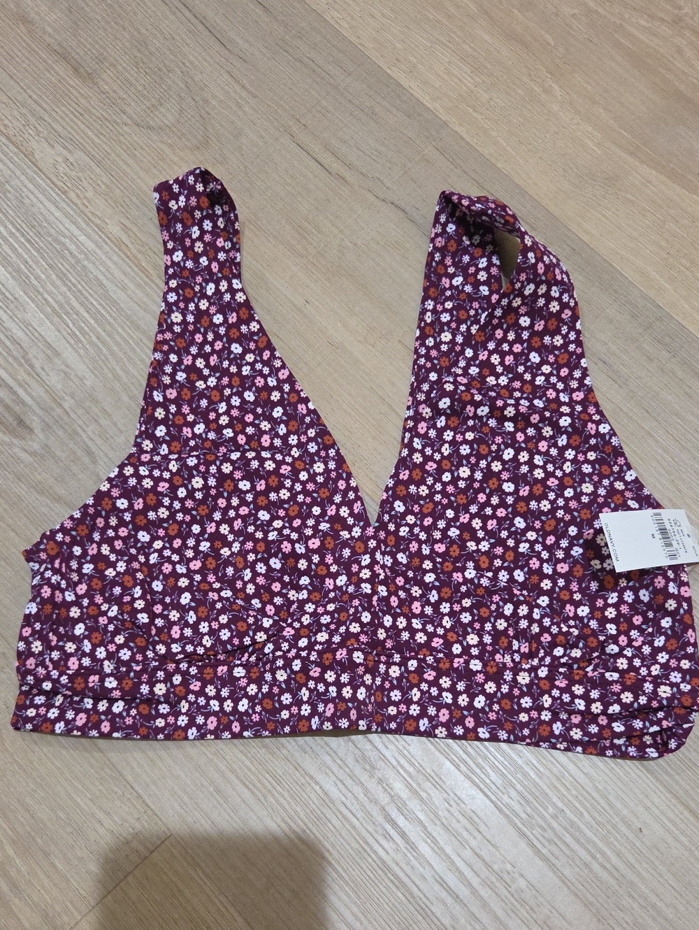 Old Navy NWT- Floral Print V-Neck Bralette in Burgundy